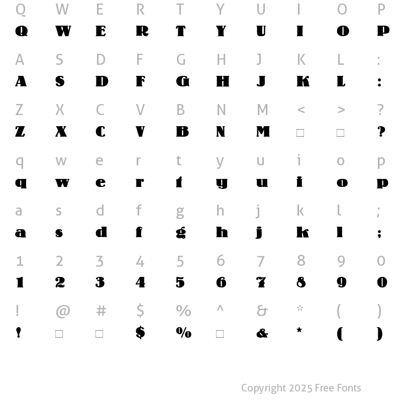 Character Map of Lo-Type Bold