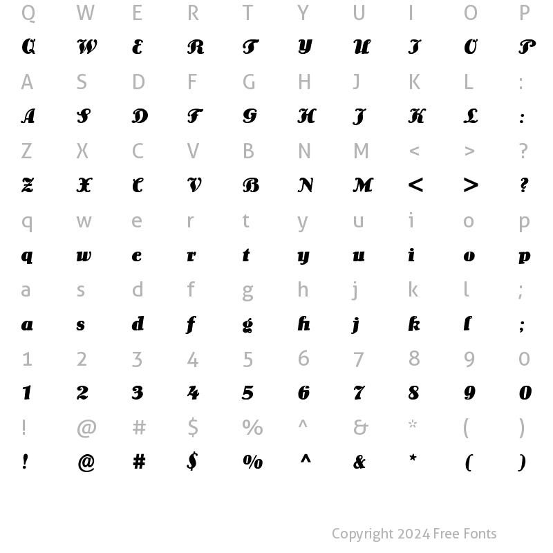 Character Map of Lo-Type BQ Italic