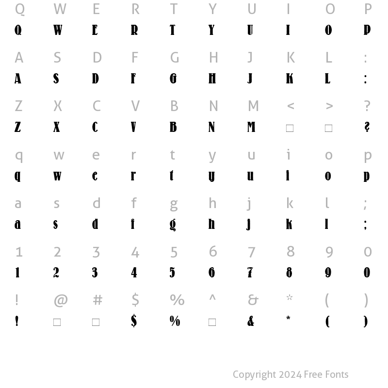 Character Map of Lo-Type-CondensedMedium Medium