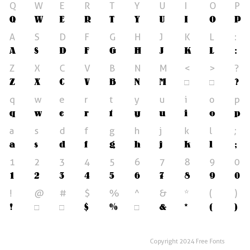 Character Map of Lo-Type-Medium Medium