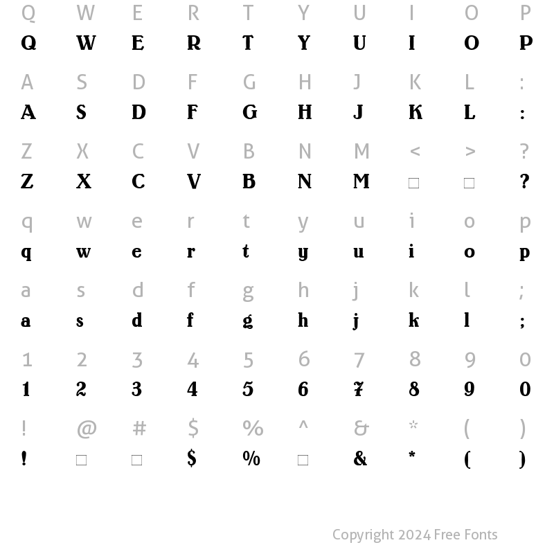 Character Map of Lo-Type Roman