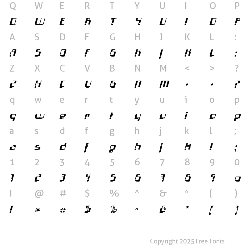 Character Map of Localizer Sans Italic