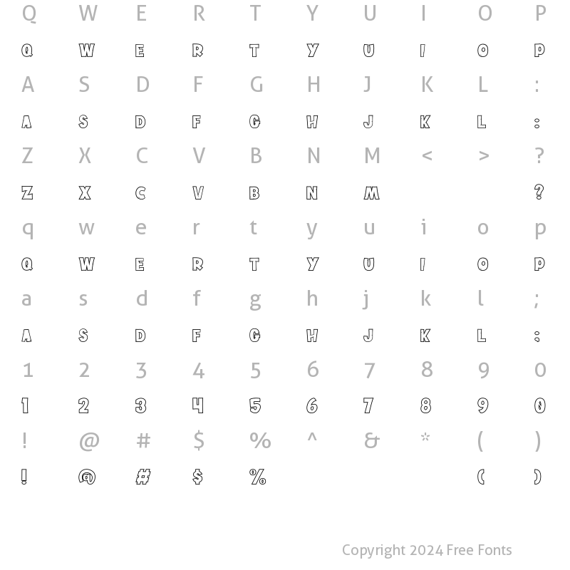 Character Map of Locobeans Outline Font Regular