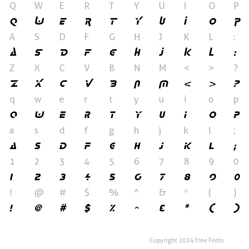 Character Map of Logash Italic