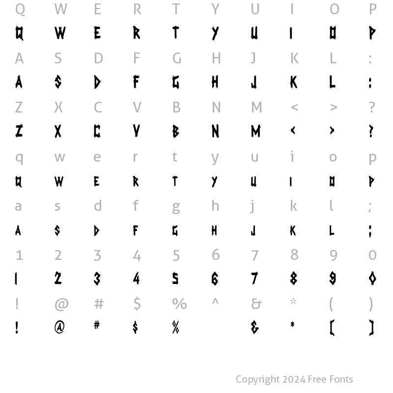 Character Map of LogCabinCondensed Regular