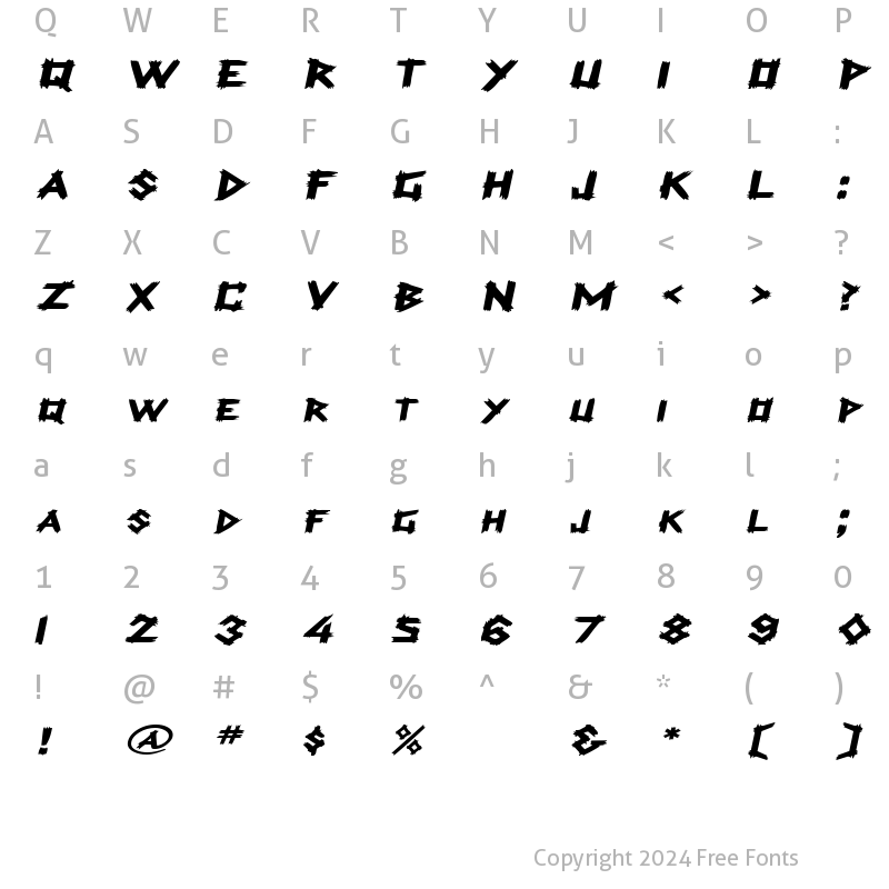 Character Map of LogCabinExtended Oblique