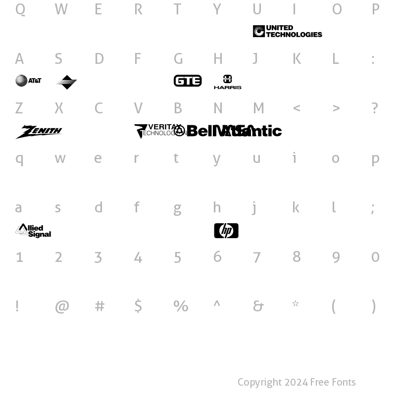 Character Map of Logos Technology Regular