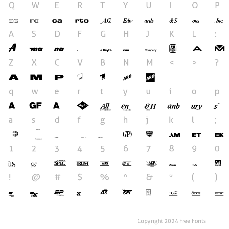 Character Map of LogosCompany P01 Regular