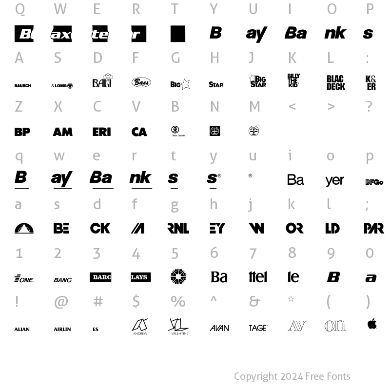 Character Map of LogosCompany P03 Regular