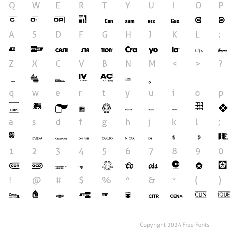 Character Map of LogosCompany P05 Regular