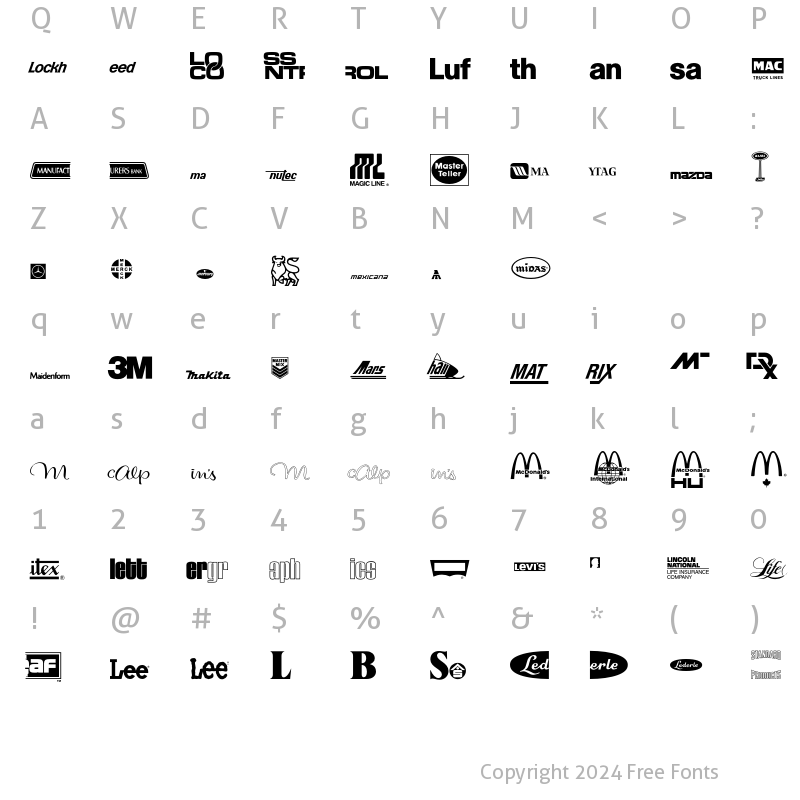 Character Map of LogosCompany P11 Regular