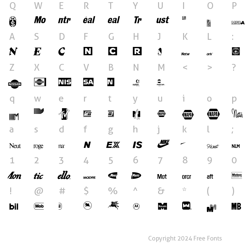 Character Map of LogosCompany P12 Regular