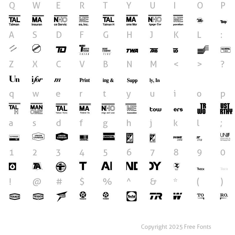 Character Map of LogosCompany P18 Regular