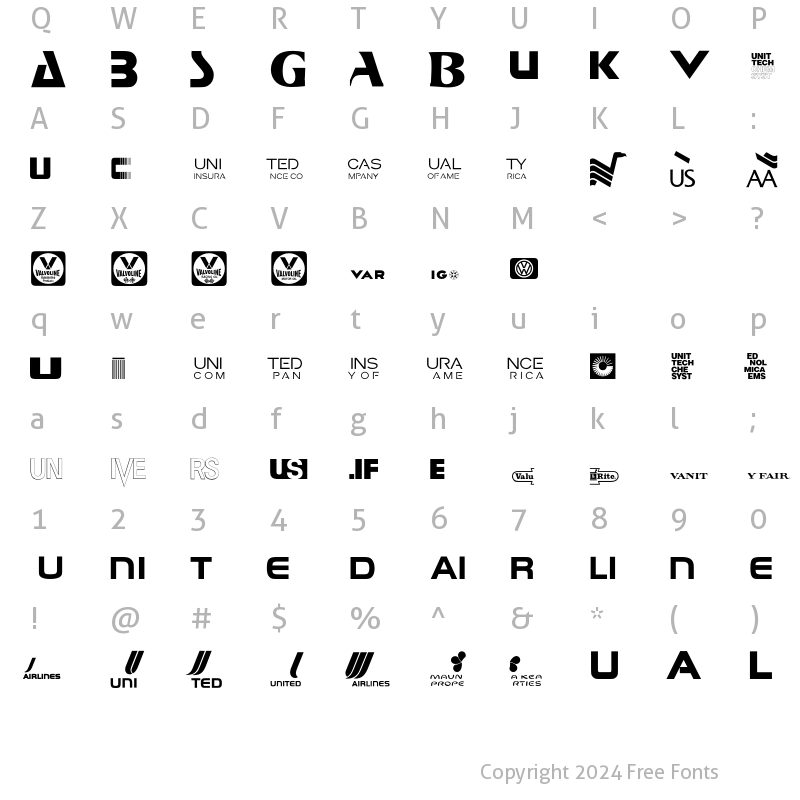 Character Map of LogosCompany P19 Regular