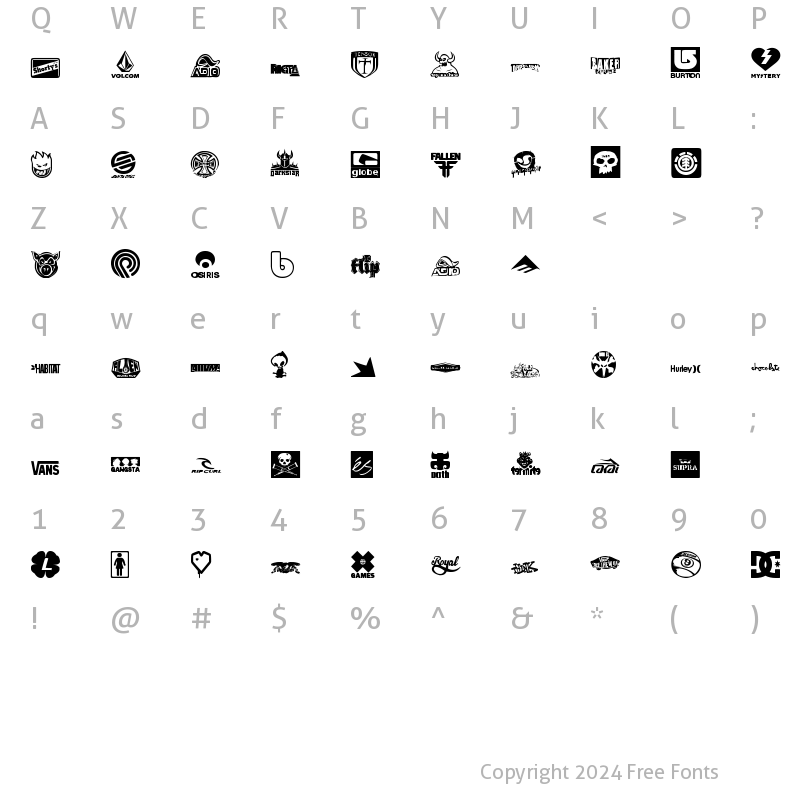 Character Map of logoskate Regular