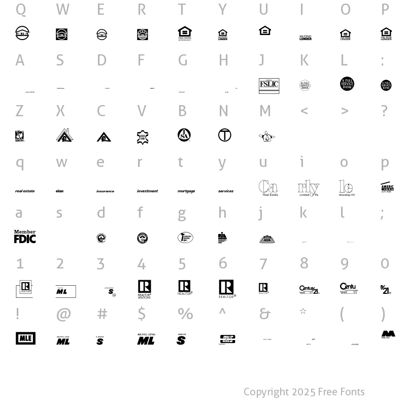 Character Map of LogosService P01 Regular