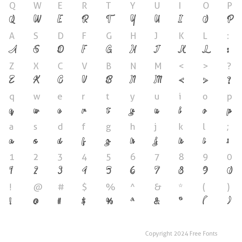 Character Map of Lolenia Regular