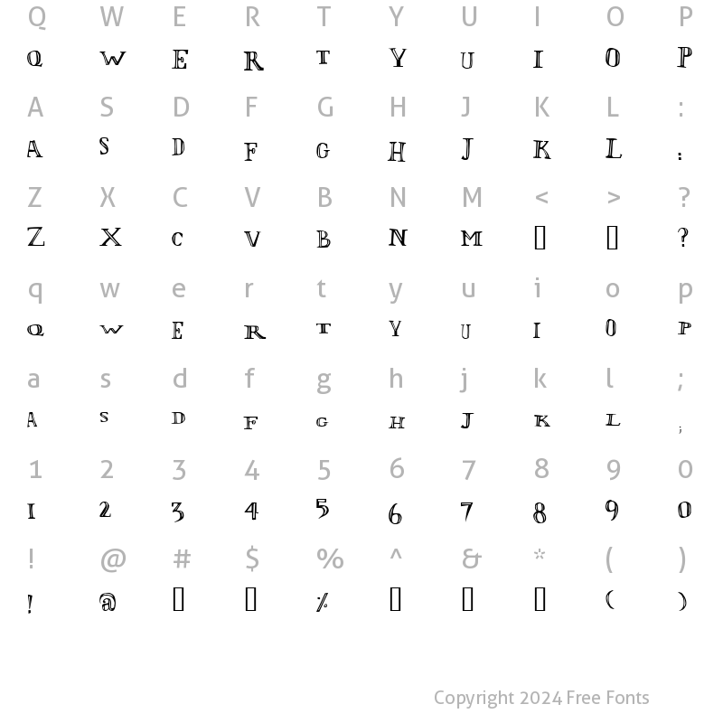 Character Map of LOlivier Irregular