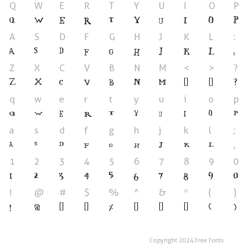 Character Map of LOlivier Irregular Regular