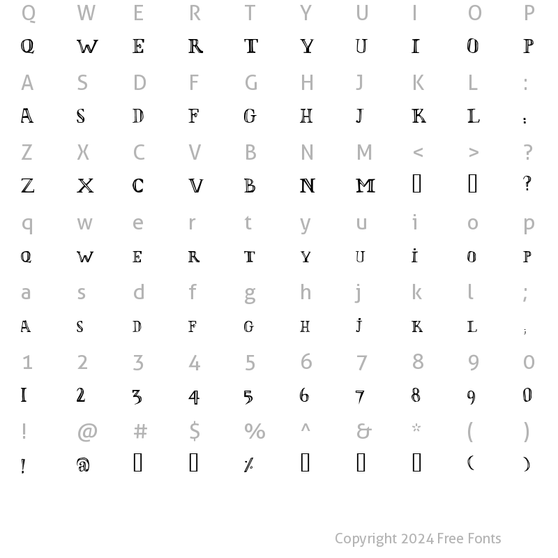 Character Map of L'Olivier Regular