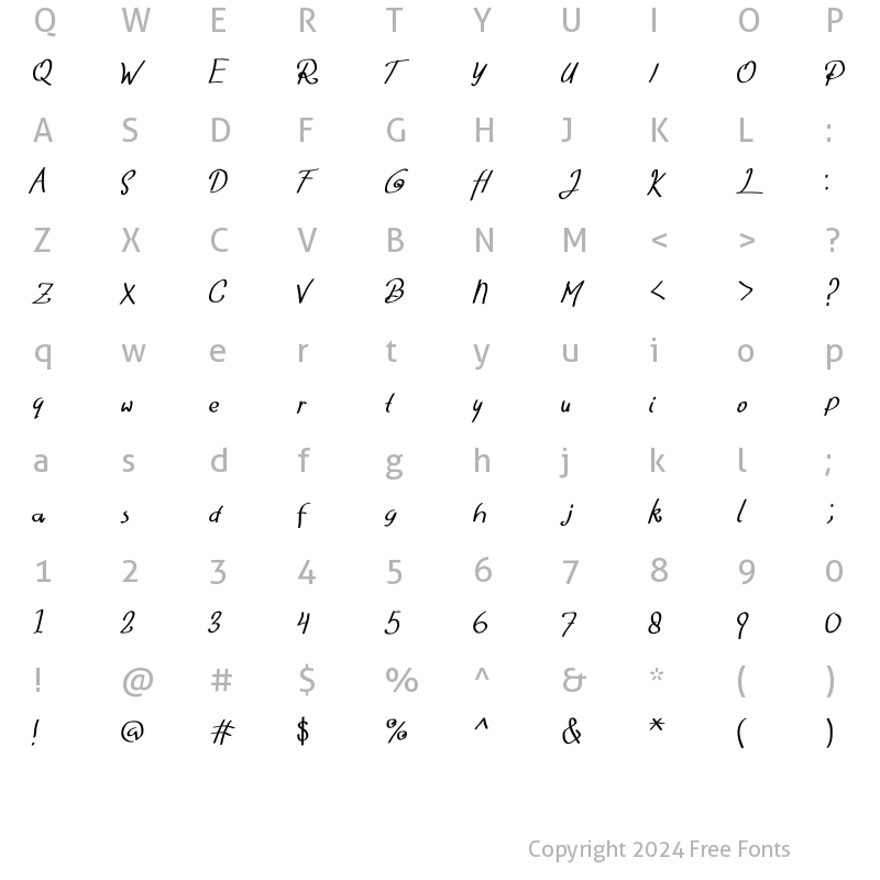 Character Map of Lolly Sweety Regular