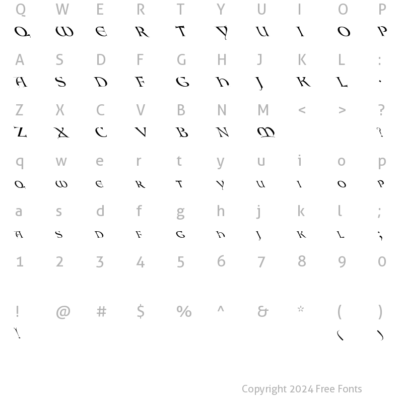 Character Map of Lombardic Leftie Regular