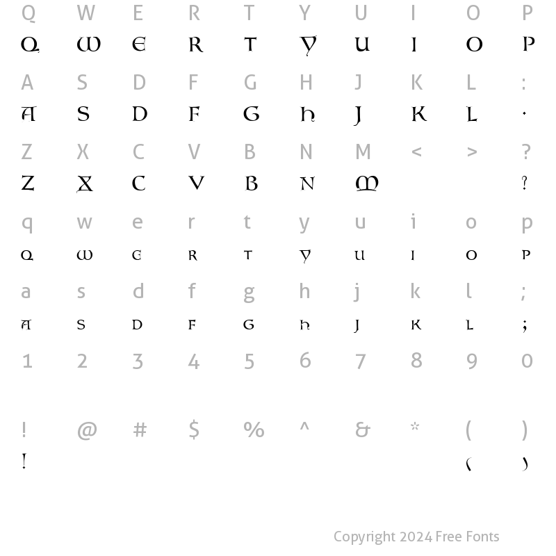 Character Map of Lombardic Regular