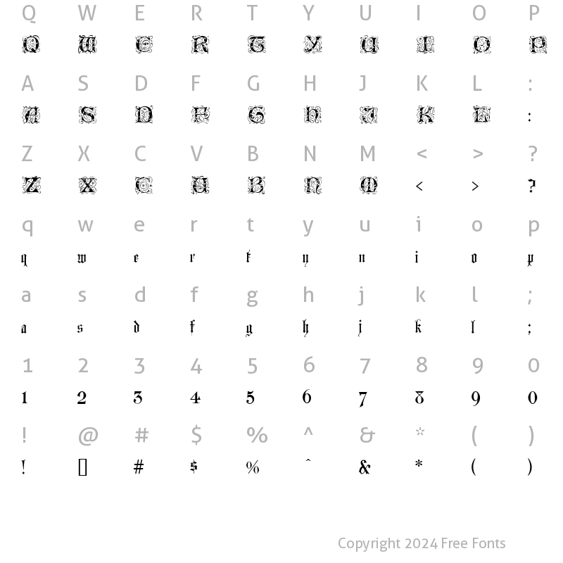 Character Map of Lombardina Initial One Regular