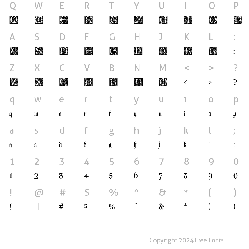 Character Map of Lombardina Initial Two Regular