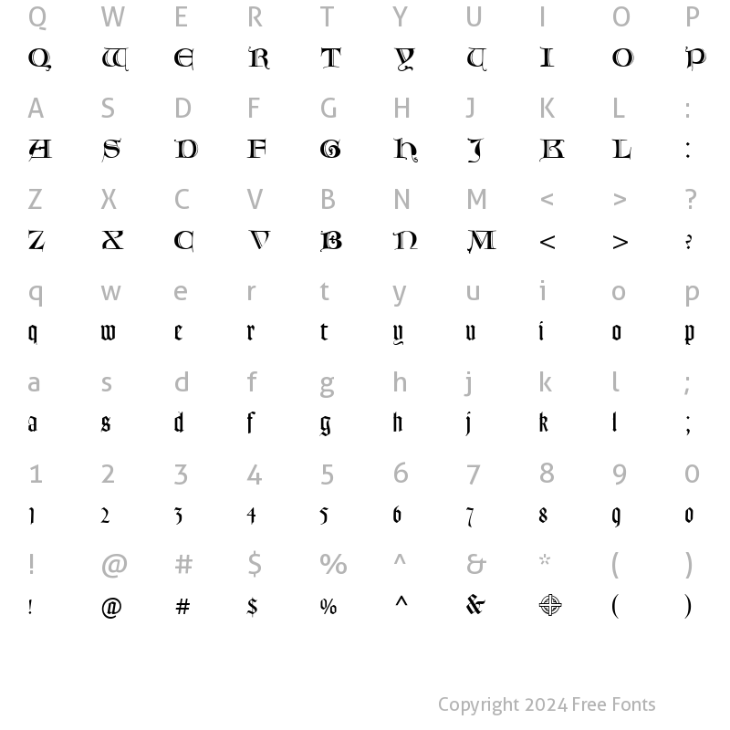 Character Map of Lombardina One Roman