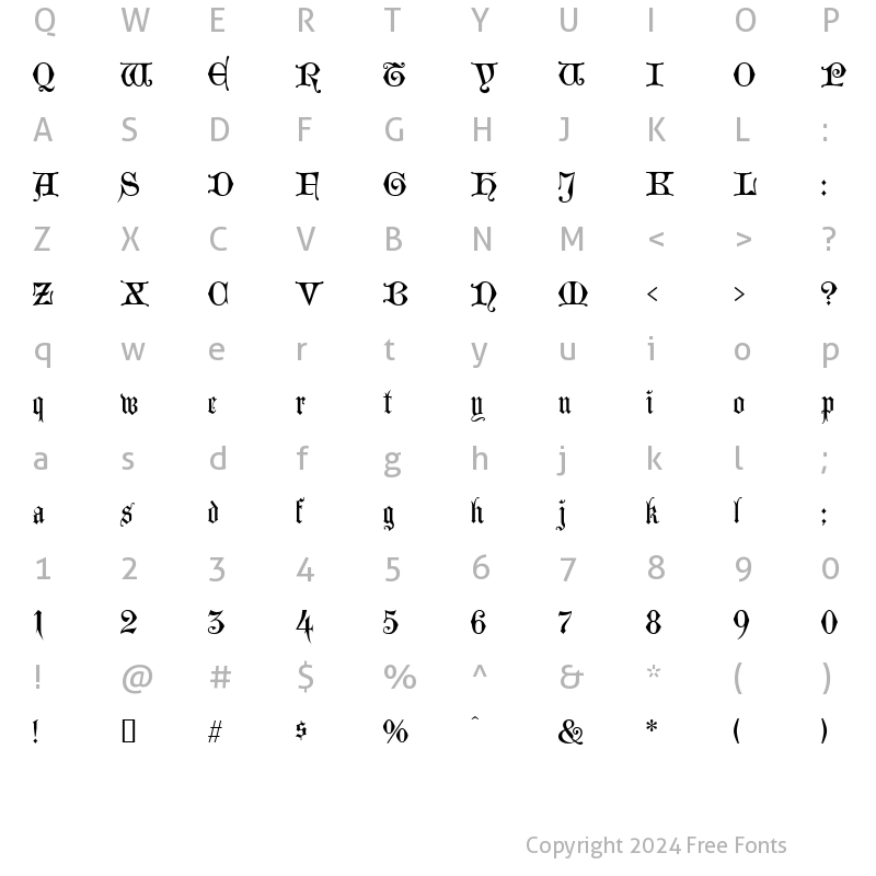 Character Map of Lombardina Two Regular