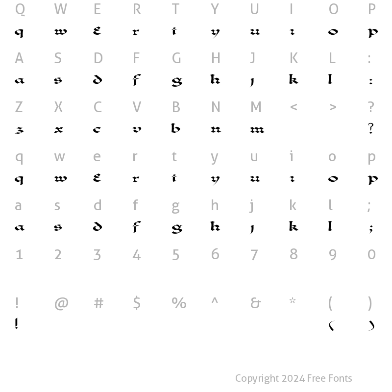 Character Map of Lombardo Ex Regular