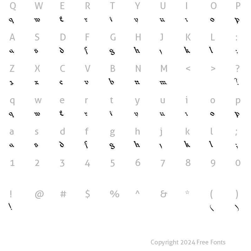 Character Map of Lombardo Leftie Regular