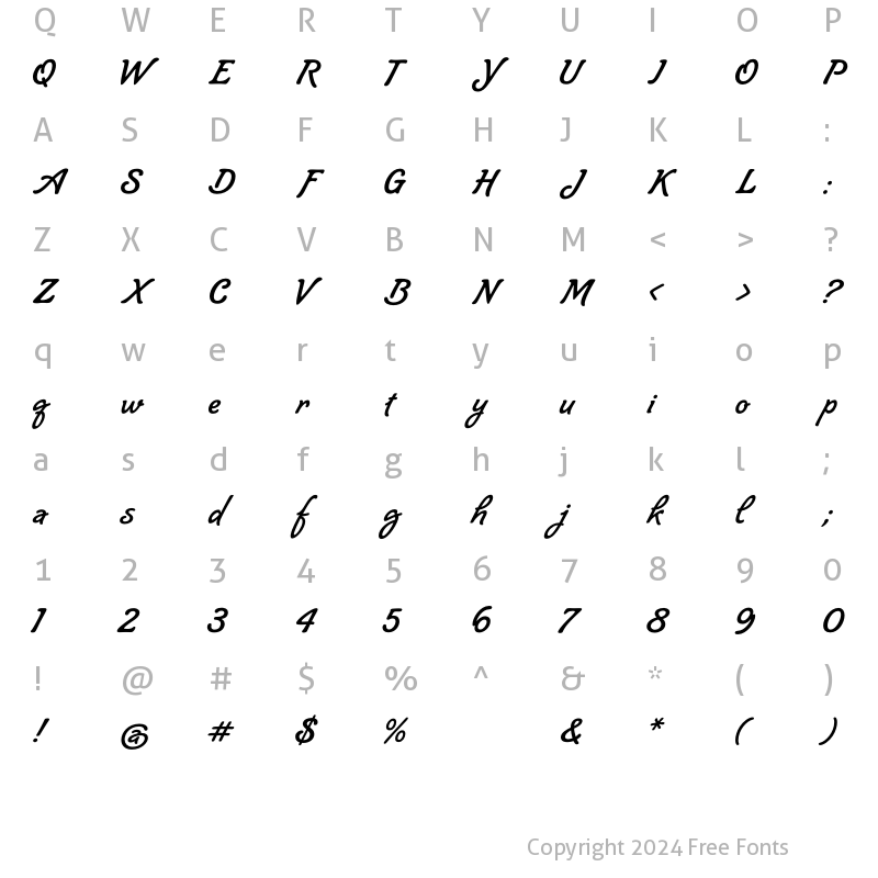 Character Map of Lombriz Regular