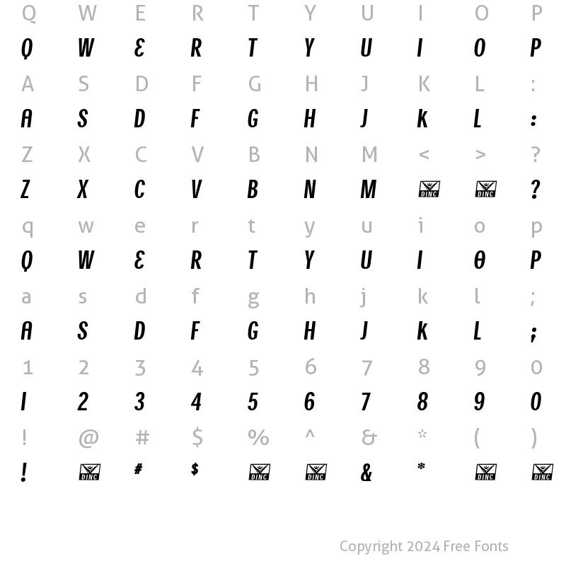 Character Map of London Calling Regular