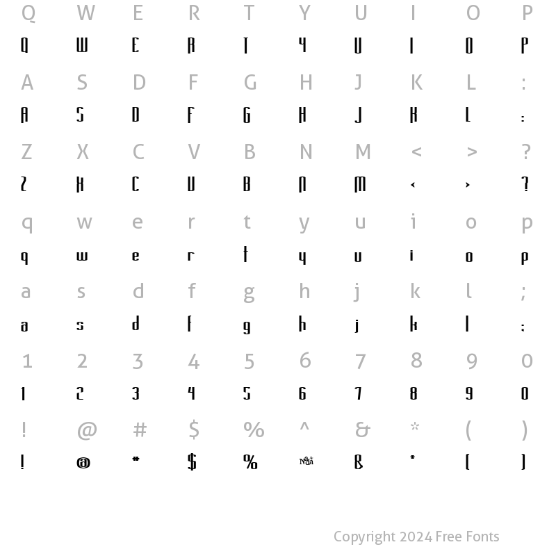 Character Map of Long Cool Grandma Regular