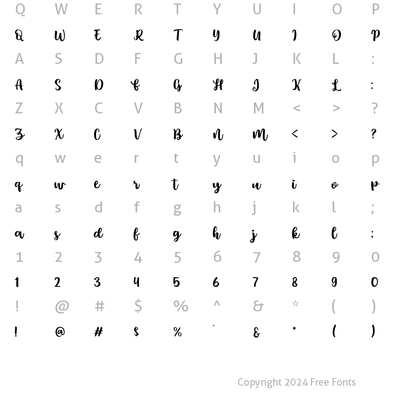 Character Map of Lonystar Regular