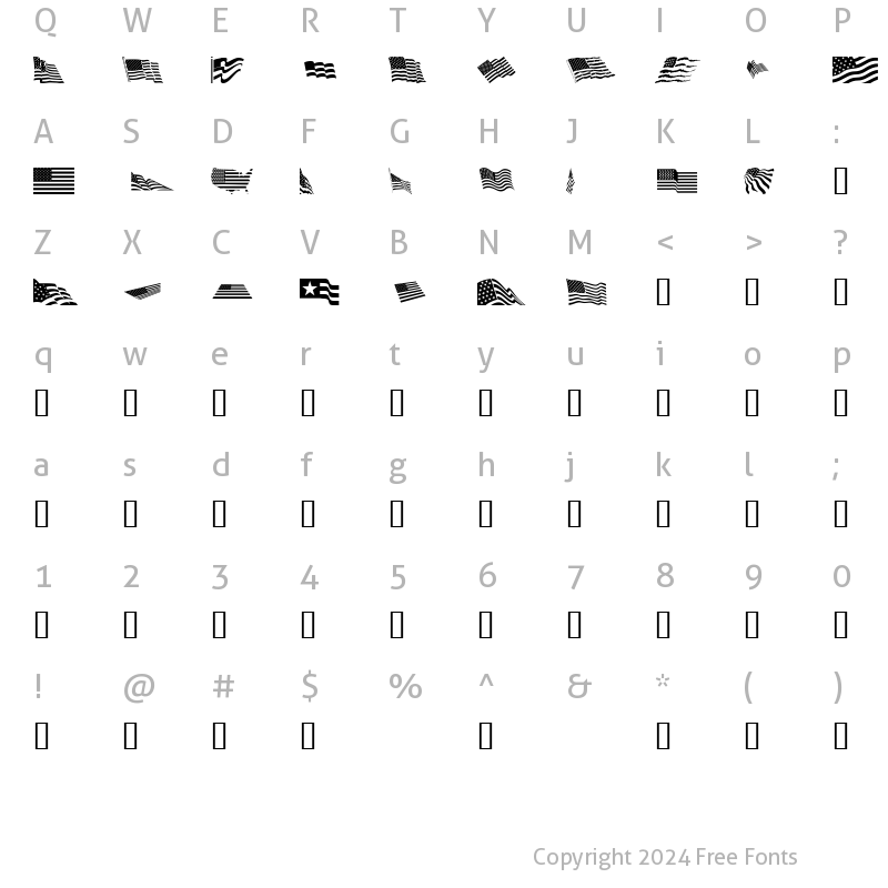 Character Map of Look for America Regular