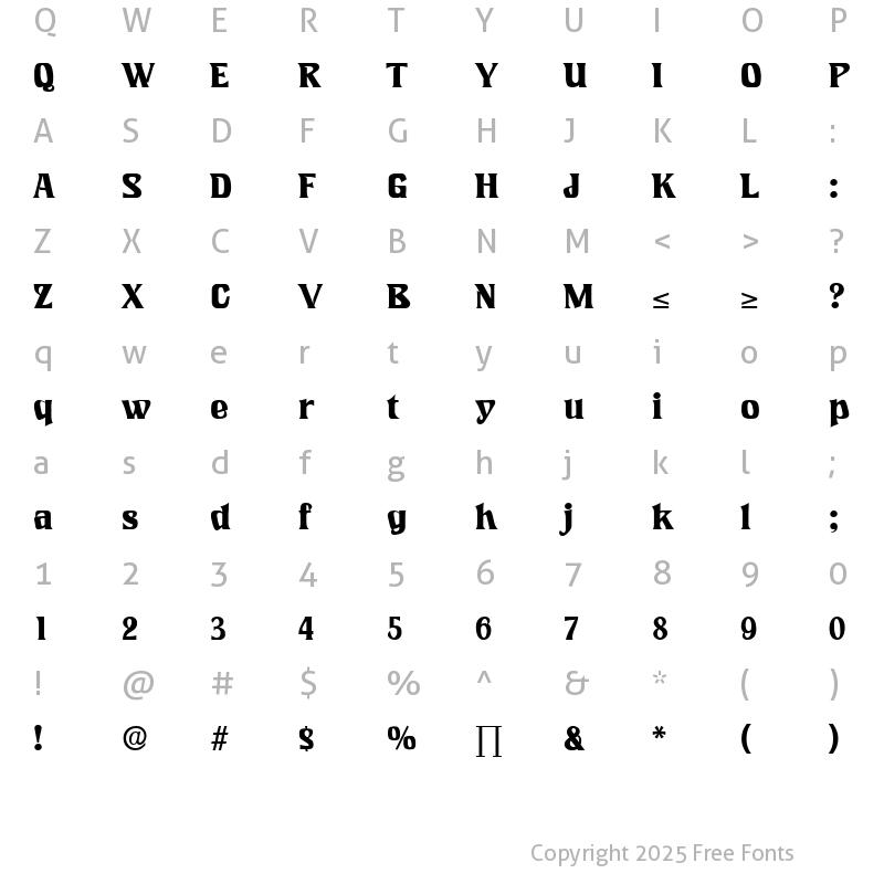 Character Map of LookingGlass Medium