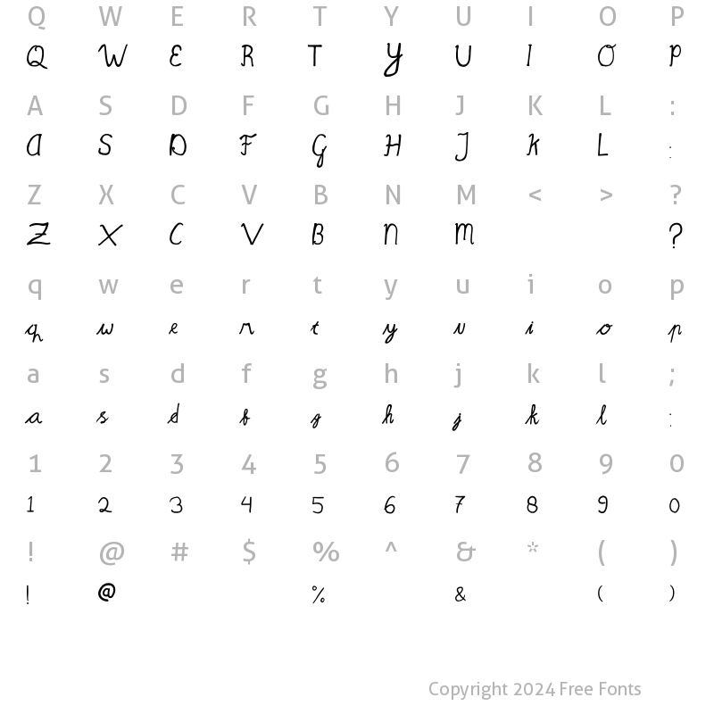 Character Map of Loona Script Regular