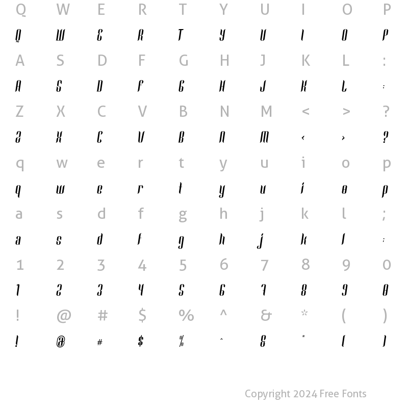 Character Map of Looqie Italic