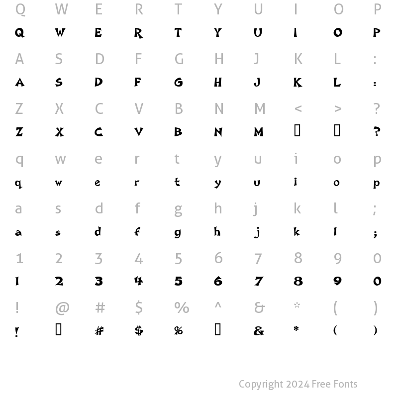 Character Map of Loose Cruse Bold