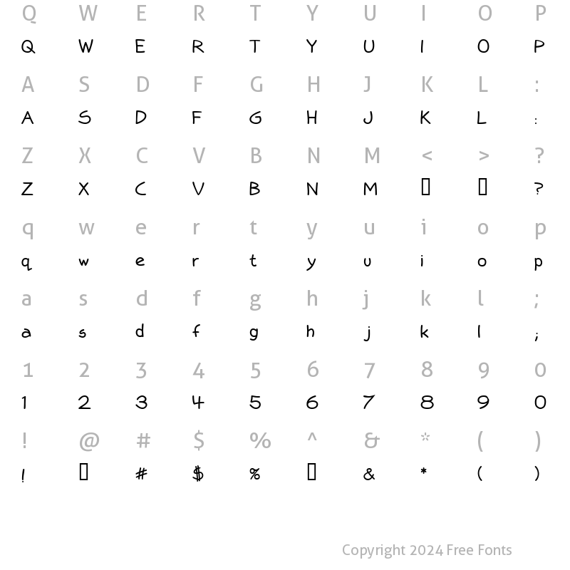 Character Map of Loose Cruse Regular