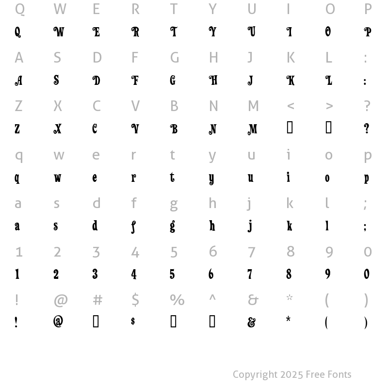 Character Map of Loose New Roman Swash Regular
