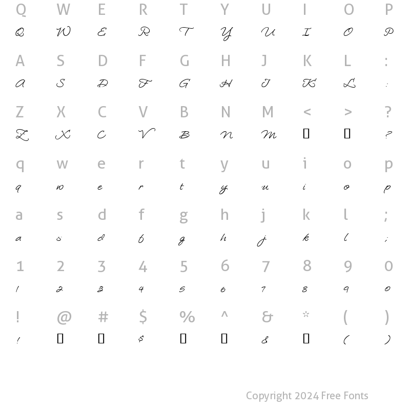 Character Map of LoosieScript Regular