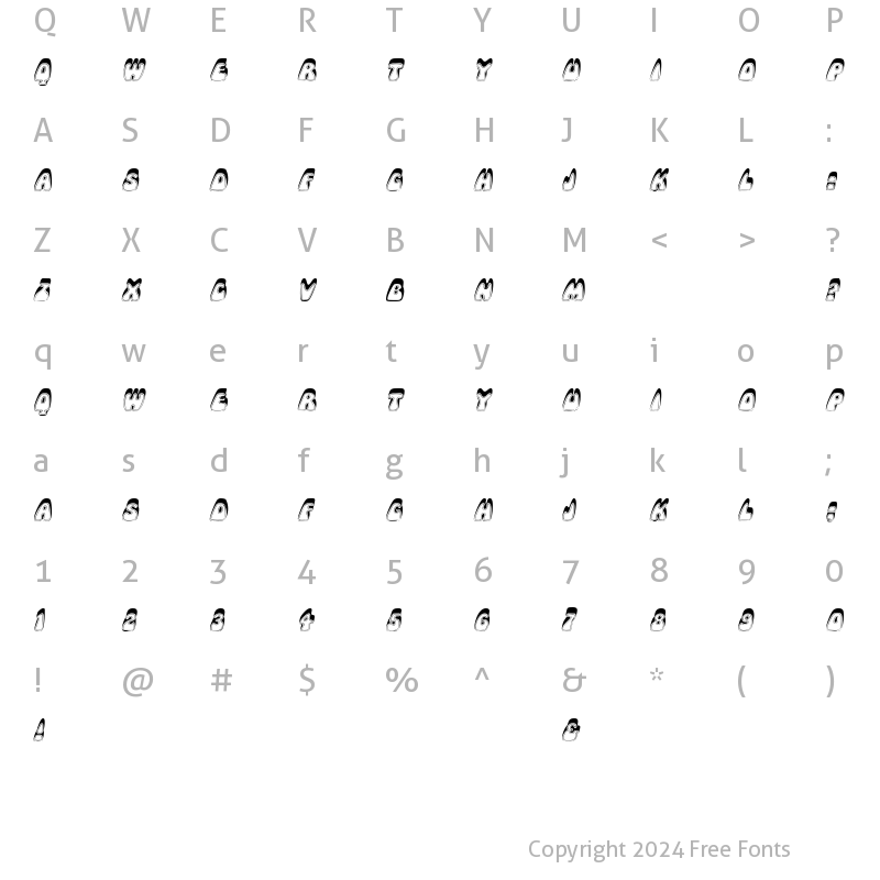 Character Map of LoppDisplay Italic