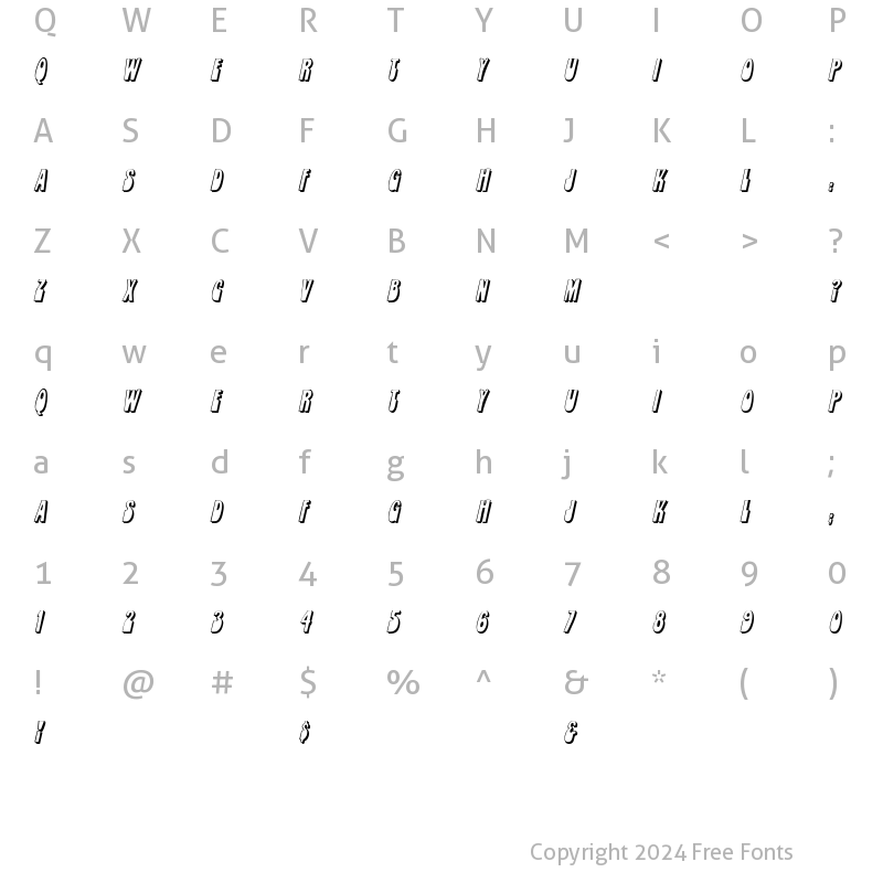 Character Map of LopplerDisplay Italic