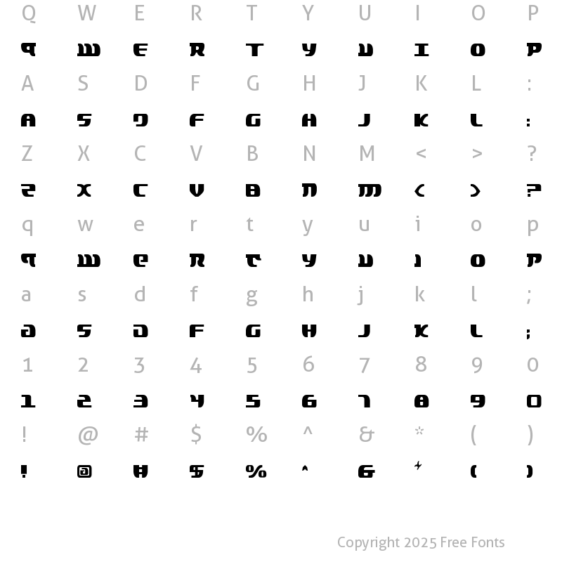 Character Map of Lord of the Sith Condensed Condensed