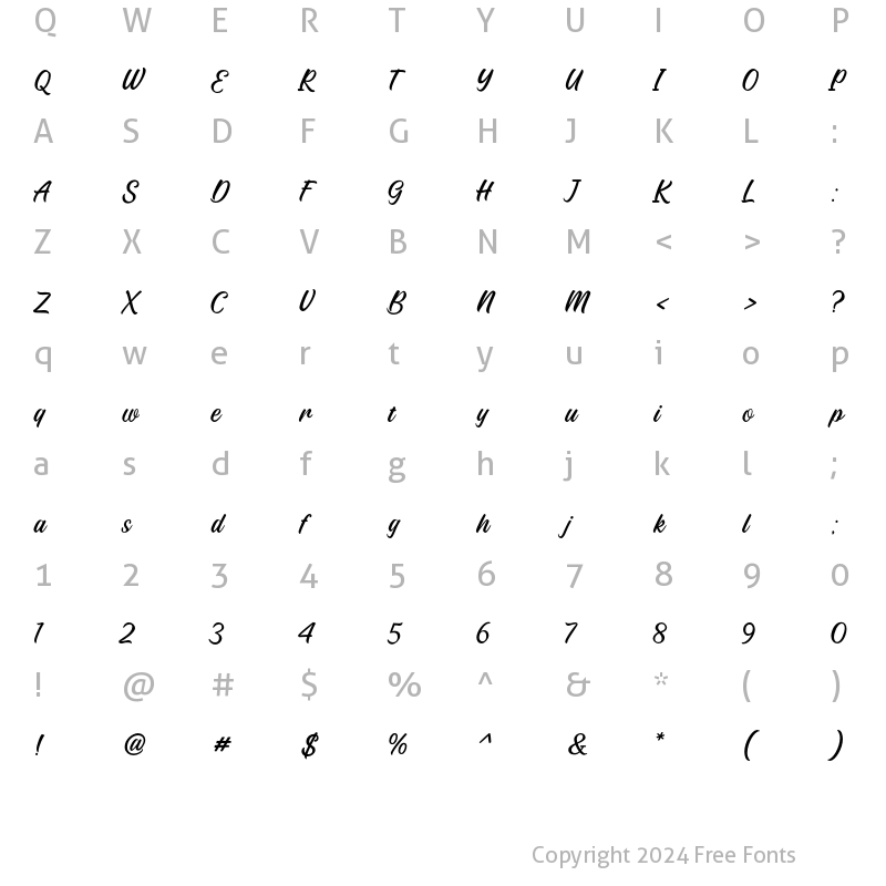 Character Map of Lord Spirit Regular