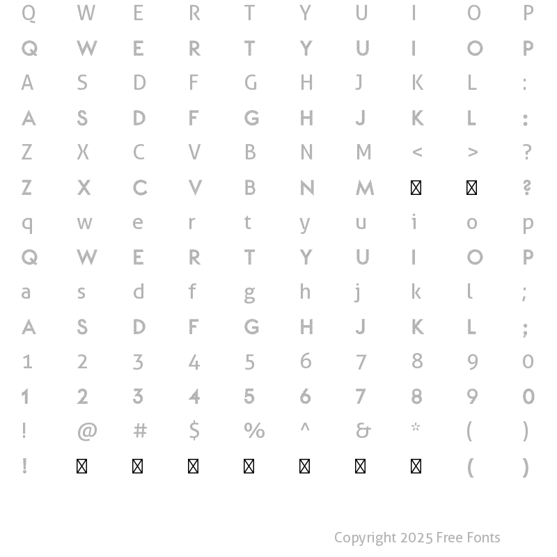 Character Map of LORE Bold-Hatching